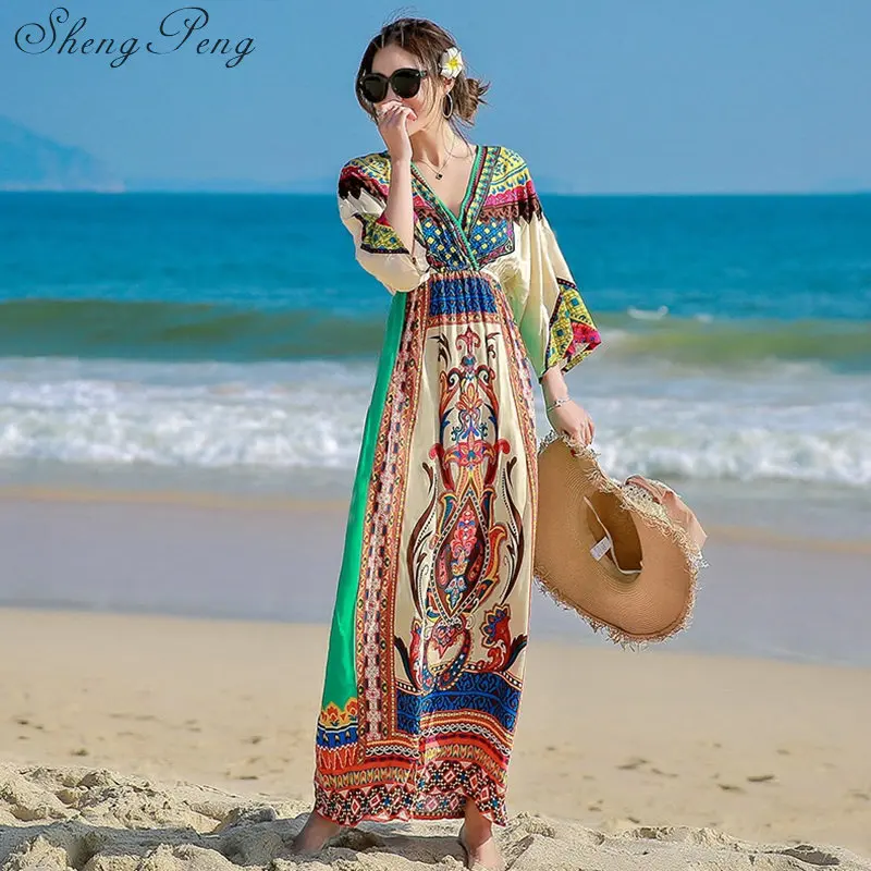 

Hippie bohemian style boho hippie dress mexican embroidered dress boho chic dresses CC264