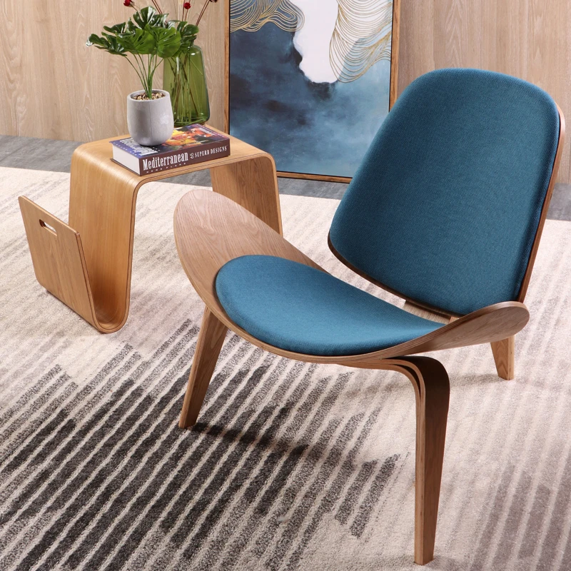Кресло Hans Wegner с тремя ножками из фанеры льняной ткани подушка сиденья мебель для