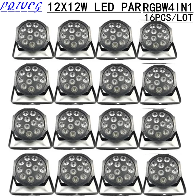 16 шт./12X12W светодиодный Par свет RGBW 4in1 плоский AC90-240V PAR dmx512 DJ огни Профессиональный dj