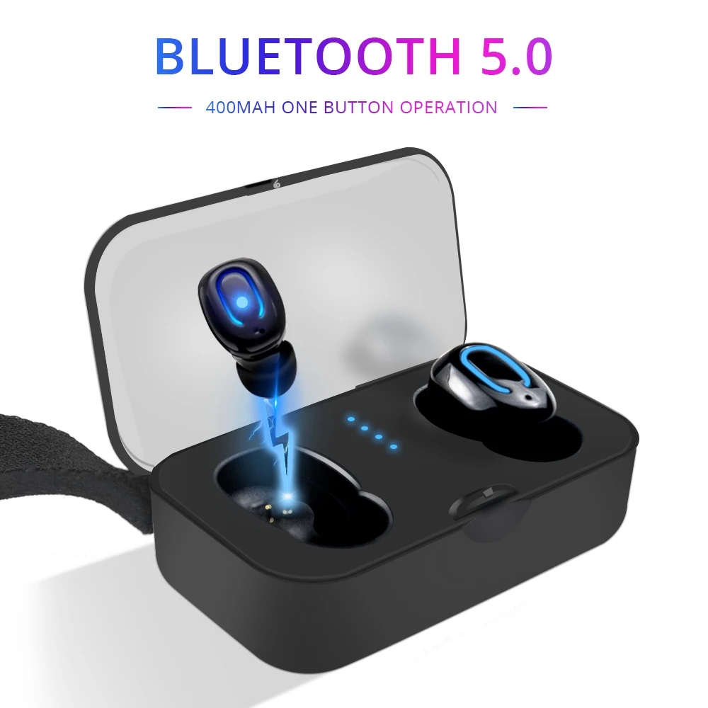 Defeway мини наушники Bluetooth 5,0 гарнитура TWS Ture беспроводные наушники для спорта Handfree Мини Bluetooth наушники с микрофоном - Цвет: Black Sport Headset