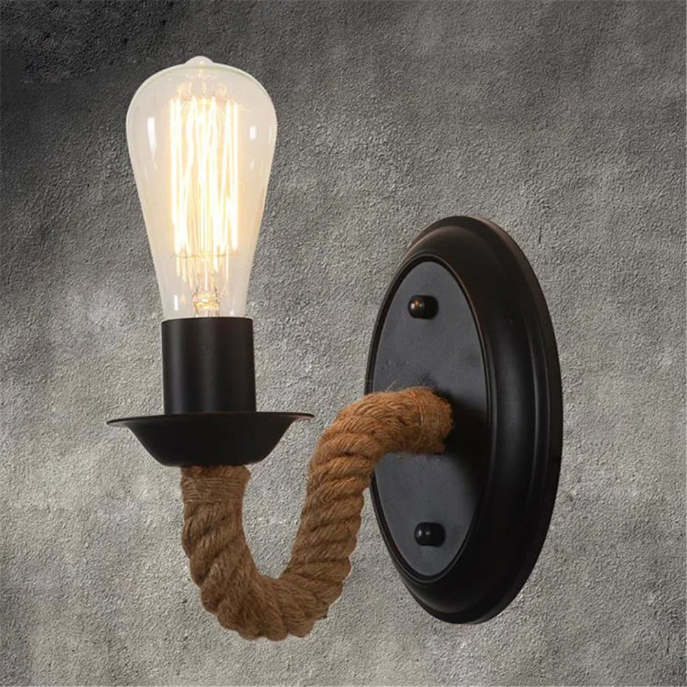 Vintage stile Europeo retrò industriale parete canapa lampada da