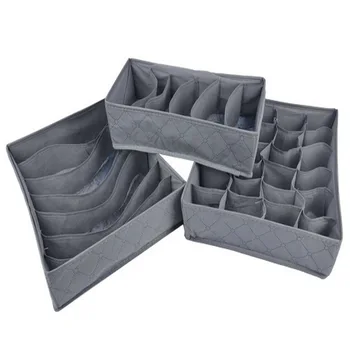 

3 PCS/set Bamboo charcoal Non-woven Fabric Foldable Storage box underwear Organizer Bra Necktie Panties Socks Case Drawer