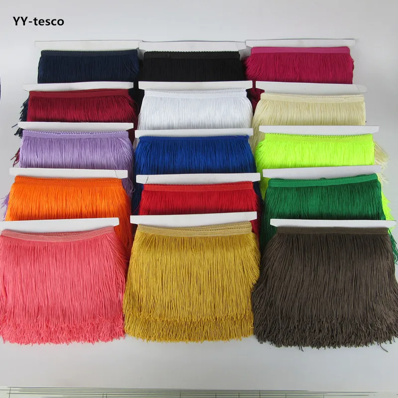 10 yardas//lote 15 cm de largo encaje Trim 25 color poli/éster borla flecos recortes para bricolaje lat/ón vestido escenario ropa accesorios azul real