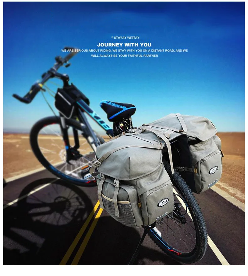 Cheap Bicycle Bag Mountain Road Saddle Cycling Bags MTB Rear Double Side Rack Tail Seat Pannier Pack Bike Accessories Rain Cover XA37D 3