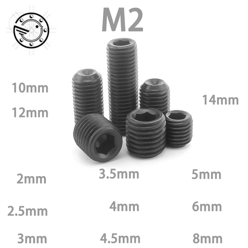 Bolt Base 2mm A2 Stainless Steel Grub Screws Hex Socket Set Screw Cup Point DIN 916 M2 X 2-10