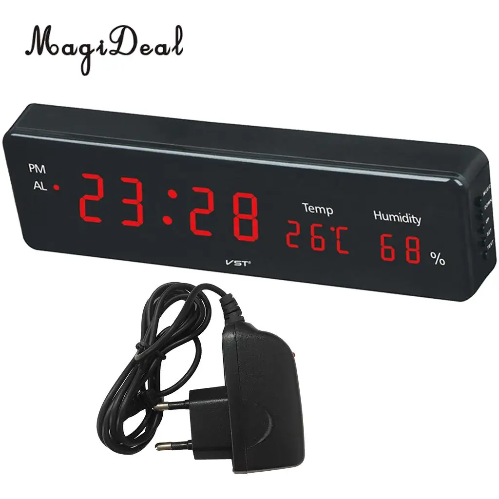 LED Digital Alarm Clock Desk Table Weather Station Desk Temperature Hygrometer Electronic Clock EU Plug