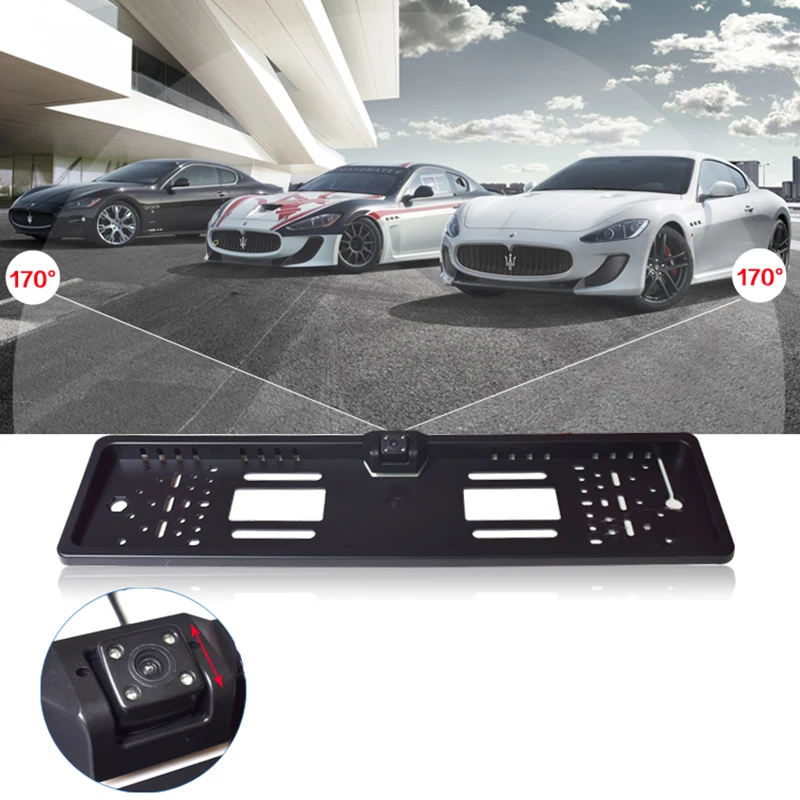 170 Degrees 480 TV Line Car Rear View Camera CCD LED Night Vision Parking Reverse Backup Camera With European License Plate Fram