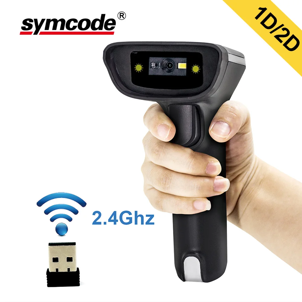 

2D Wireless Barcode Scanner,Symcode 1D/2D 2.4GHz USB Wireless Bar Code Reader with 100Meters(330ft) Wireless Trnasfer Distance
