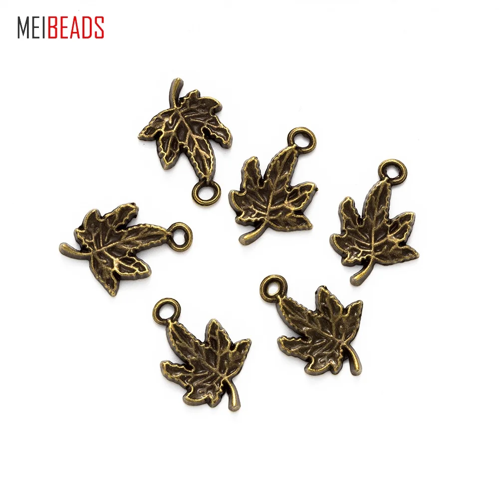 

MEIBE10pcs/lot Alloy Jewelry Accessories Antique Bronze Maple Leaves Charms For Bracelet Vintage Tibetan Leaf Pendants UF7141