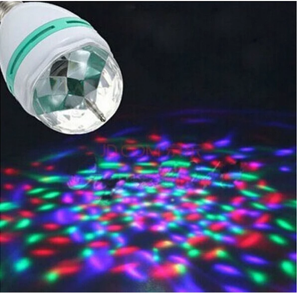 NEW E27 3W Led Multicolor Stage Light Bulb Crystal Magic Ball Lamp Colorful RGB Auto Rotating