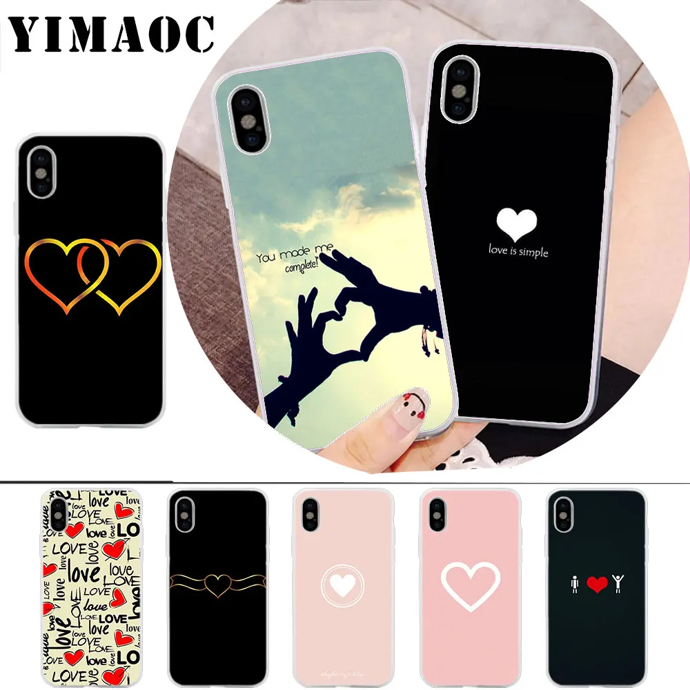 

YIMAOC Men Women Sweet Love Heart Soft Silicone Case for iPhone X r s Xr Xs Max 8 7 6S 6 Plus 5 5s SE