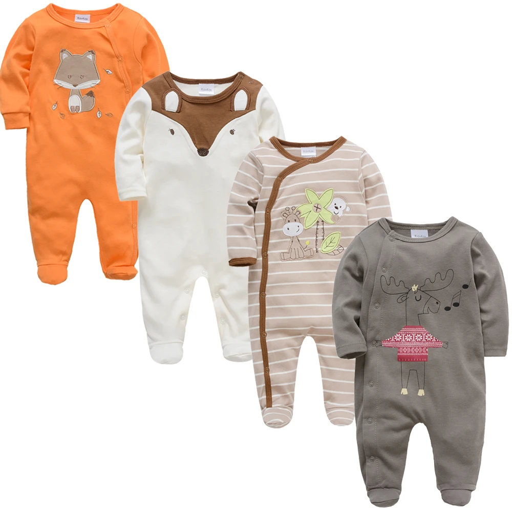 

2019 3 4 pcs/lot Summer Baby Boy roupa de bebes Newborn Jumpsuit Long Sleeve Cotton Pajamas 0-12 Months Rompers Baby Clothes