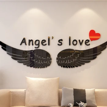 

Angel wings Acrylic 3D Wall Stickers For kids room Living room Study room DIY art wall decor Bedroom wall decoration