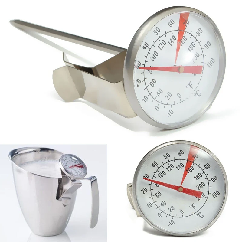 

Stainless Steel Coffee Espresso Milk Frothing Candy Food Meat Liqued Cooking Probe Thermometer Clip Kitchen Baking Tools