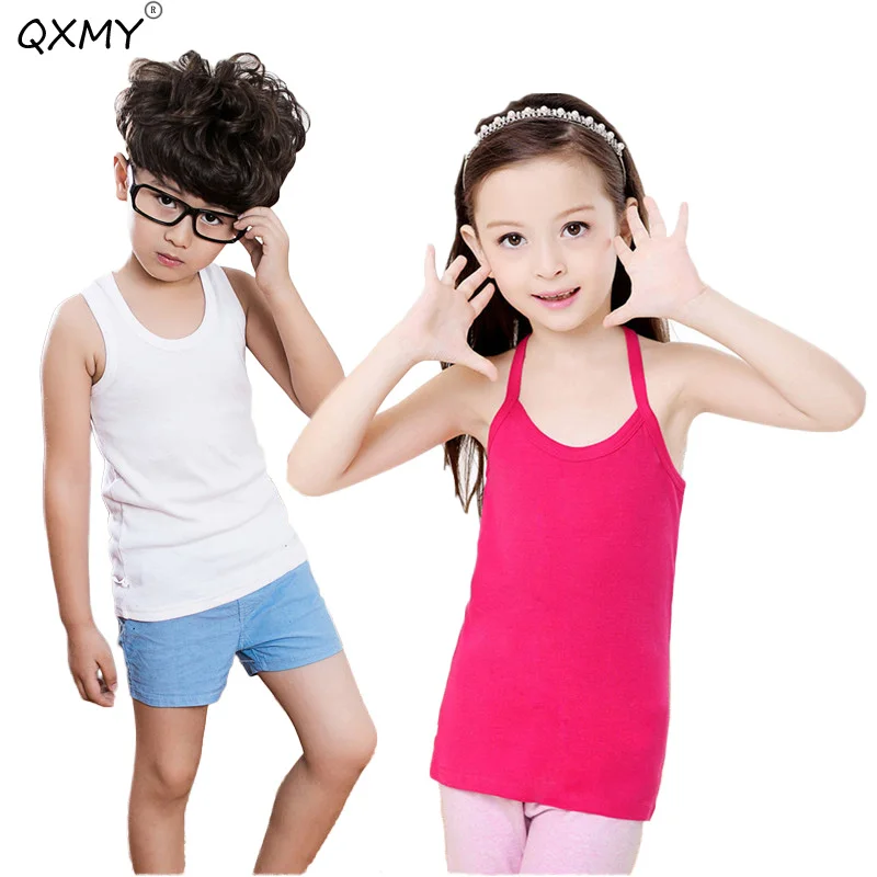 

Summer kids T Shirt 100% Cotton Sleeveless tops For boys Girls Tops Tees candy color vest top for children 1-14T