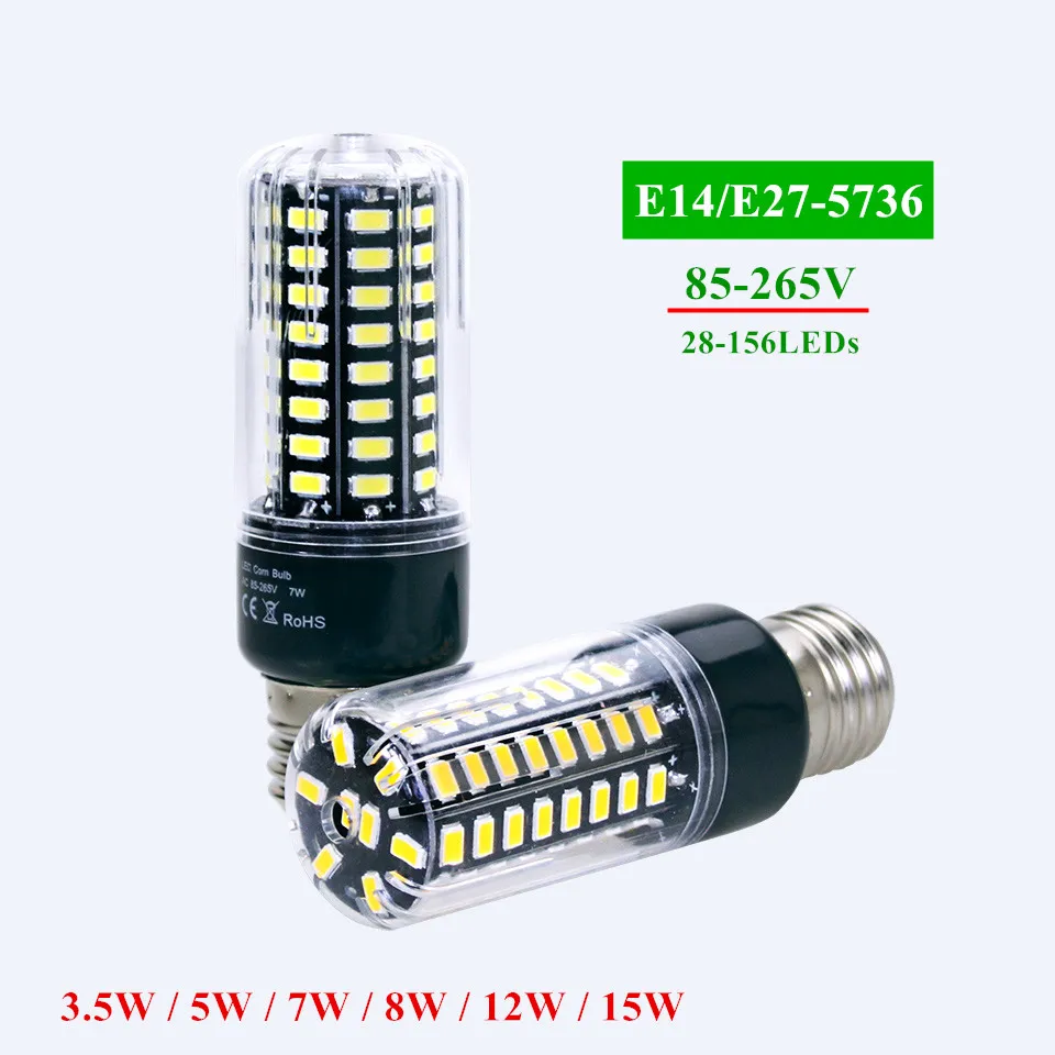 

1Pcs 5736 SMD More Bright 5730 5733 LED Corn lamp Bulb light 3.5W 5W 7W 8W 12W 15W E27 E14 85V-265V No Flicker Constant Current
