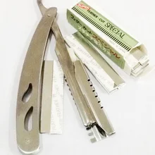 Прямые парикмахерские стальные бритвы Складной нож для бритья с 10 лезвиями для мужчин