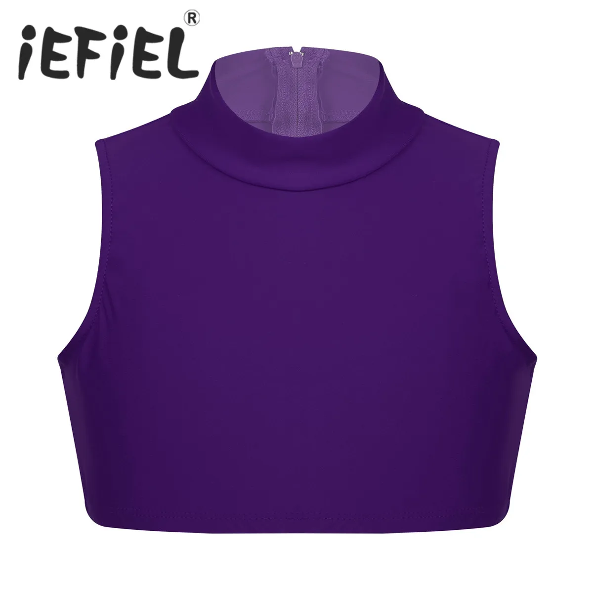 

Children Kids Girls Sleeveless Stretchy Back Zipper Tanks Tops Crop Top for Dancing Stage Performance Gym Workout Ballet Class