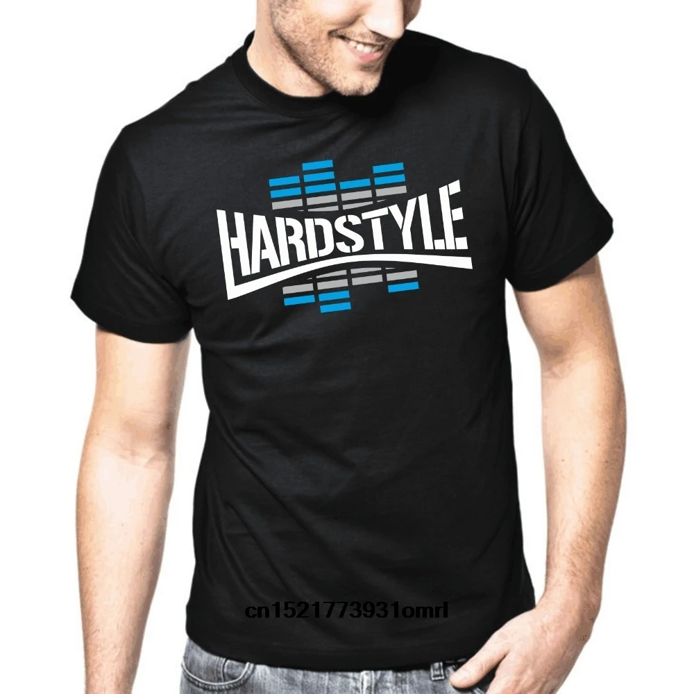 Для мужчин футболка Hardstyle синий EQ Классический s Повседневное хлопковые