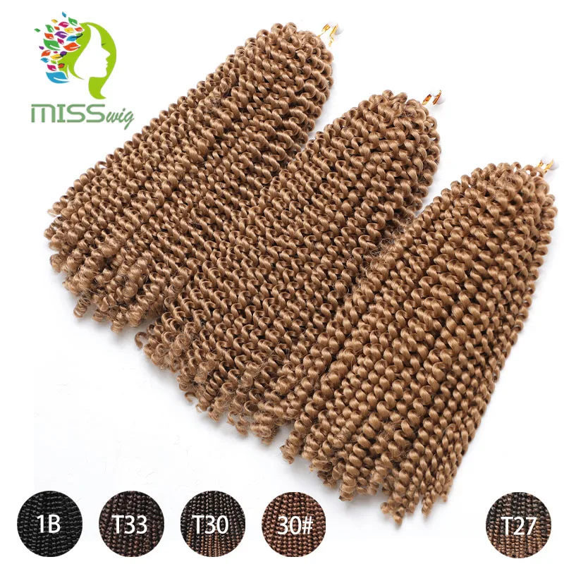 

MISS WIG Crochet Braids Ombre Braiding Hair 8 inch Synthetic Hair Extensions Braids Curly Twists Fluffy Normal color