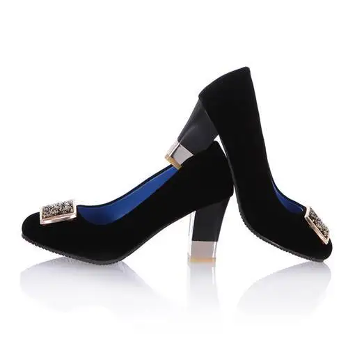Asumer/ Новые Элегантные стразы женские туфли-лодочки обувь на квадратном каблуке обувь на высоком каблуке с круглым носком женская обувь Туфли для вечеринок и свадеб - Цвет: Черный