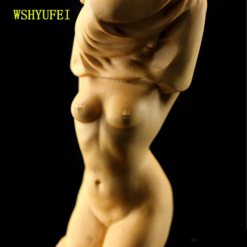 

Boxwood wood carving creative ornaments playing hand pieces hand carving craft characters naked female gifts