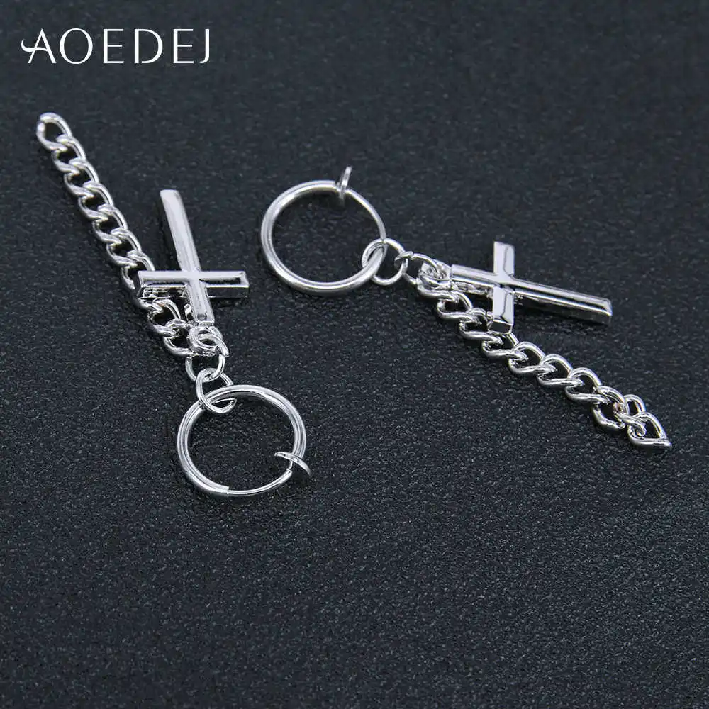 AOEDEJ крест маленькие серьги-кольца для мужчин и женщин корейские серьги мужские кисточки висячие серьги не пирсинг серьги Creolen