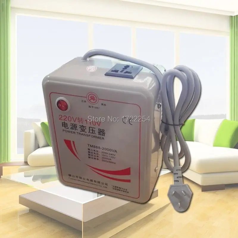 

Free shipping 220v to 110v 2000W Step Down Voltage Converter Transformer Converts 2000 Watts