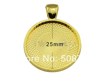 

50pcs - 50 Gold plated 25mm Circle Pendant Tray Blanks for DIY Pendants