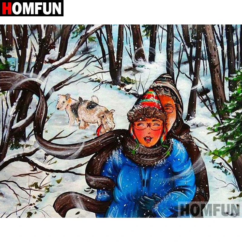 

HOMFUN 5D DIY Diamond Painting Full Square/Round Drill "Fat woman" 3D Embroidery Cross Stitch Mosaic Home Decor A06072