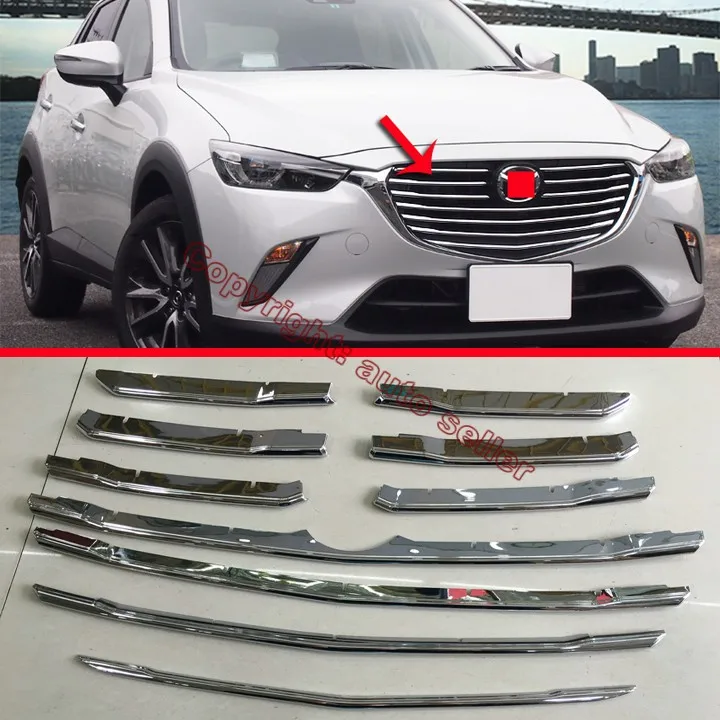 

ABS Chrome Front Grille Around Trim For Mazda CX-3 2015 2016 2017 Car Accessories Stickers