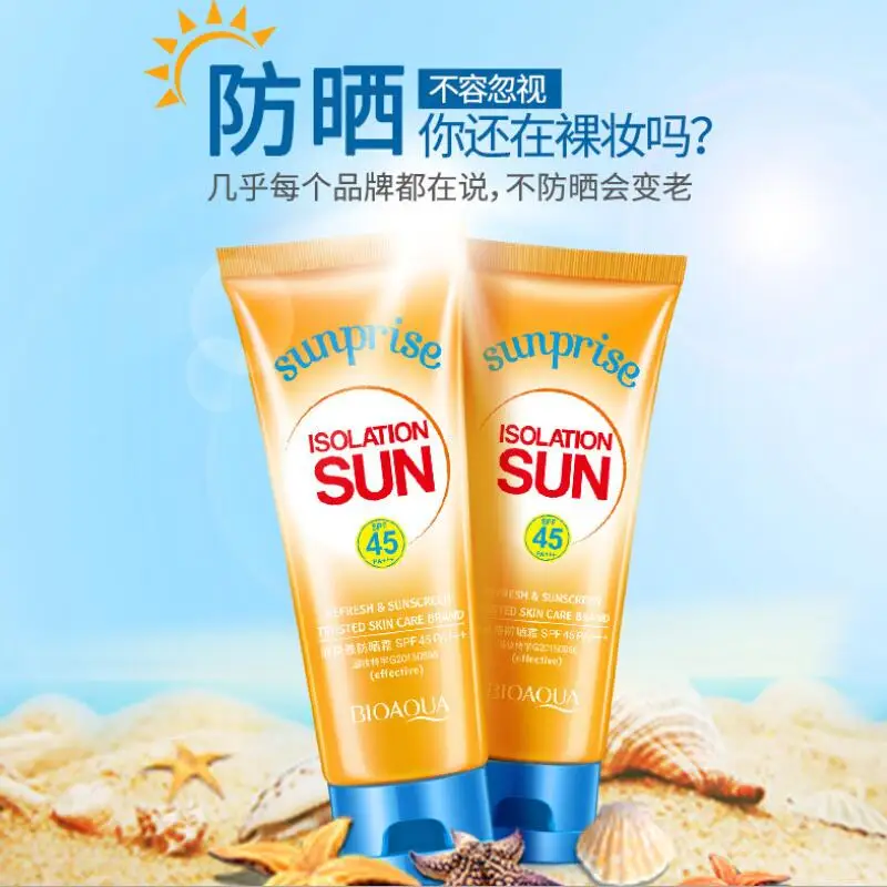 spesifikasi Bioaqua Krim Tabir Surya SPF 45 Radiasi UV Sun Protection Cream Wajah Pelindung Whitening Body Sunblock Lotion