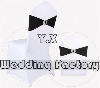 

Hot Sale 50pcs White Lycra Spandex Chair Cover With 50pcs oran geSpandex Lycra Band \ Chair Sashes
