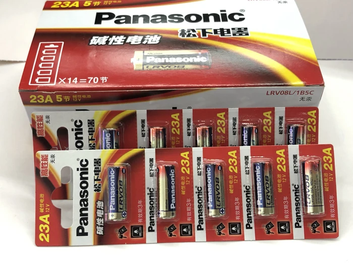 

60pcs/lot New 100% Genuine Panasonic LRV08L-1B5C 12V A23 23A Alkaline Battery Alarm Batteries 3-year shelf life