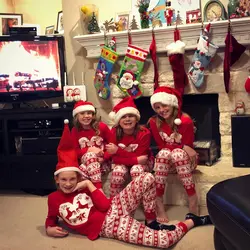 Новинка 2018 г., одинаковые рождественские пижамы для всей семьи, пижамный комплект для взрослых и детей, ночное белье, одежда для сна
