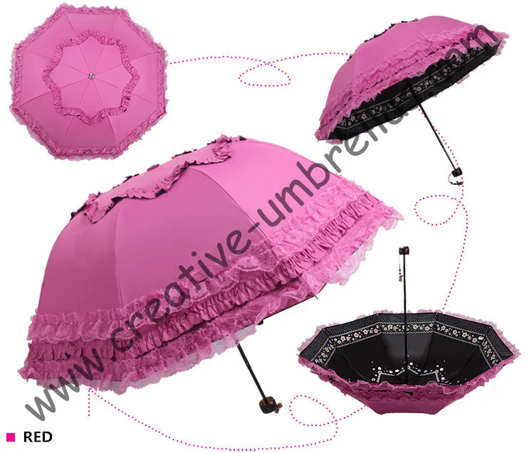 Арочные Зонты принцессы, солнцезащитный крем, UPF> 50+, ladies'parasol, 8 k ребра, черное серебряное покрытие, карманный зонтик, УФ-защита, шнуровка