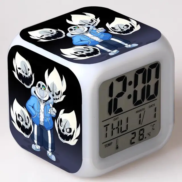 Undertale Game LED Alarm Clock Anime Figurine Colorful Flash Light