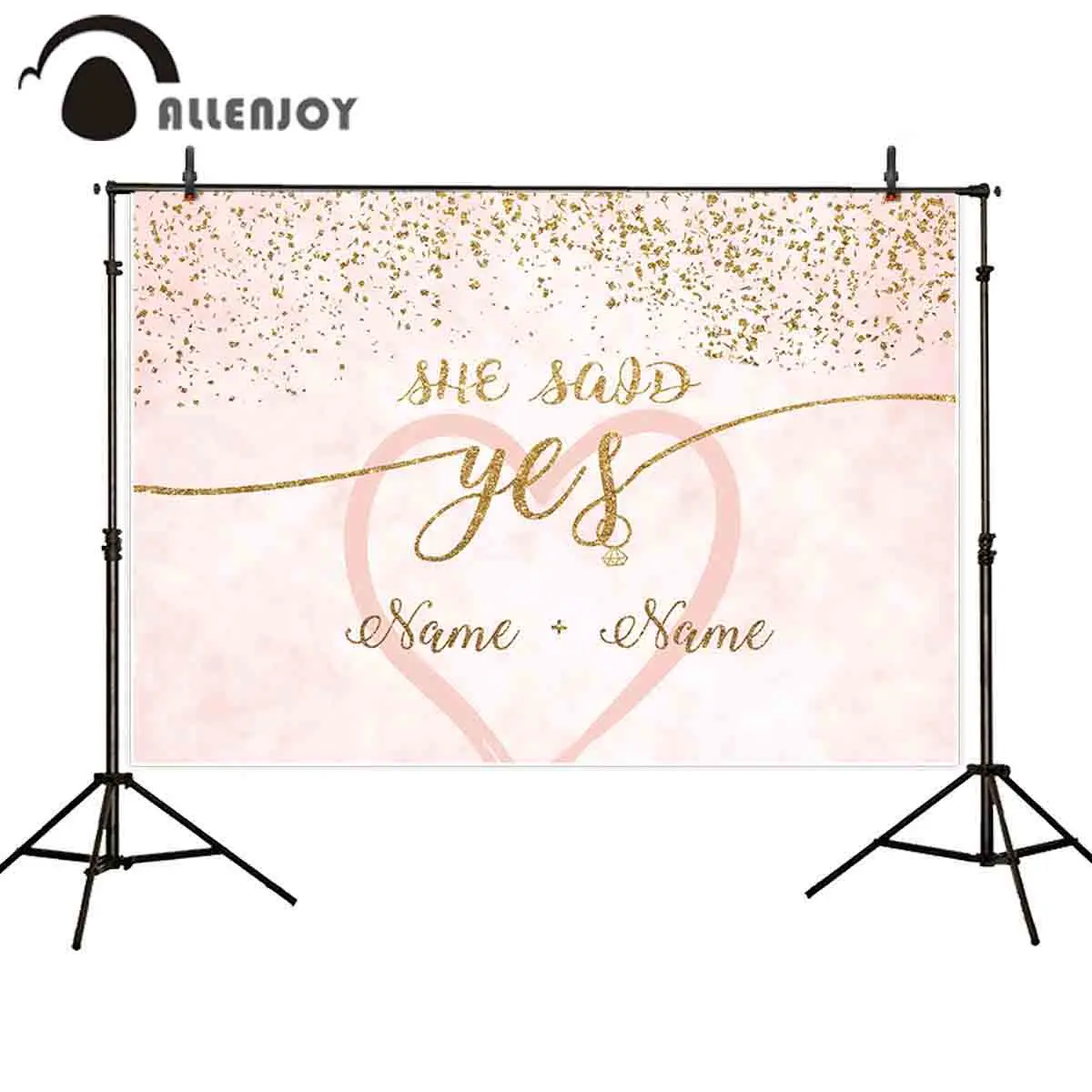 Фон для фотосъемки Allenjoy she said yes Свадебные парные влюбленные розовый Золотой фон