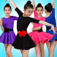 Children’s Latin Dance Dress Girls Latin Ballroom Costumes Salsa Fringe Dance Dress Chacha Tango Samba Dance Costume Safety Pant
