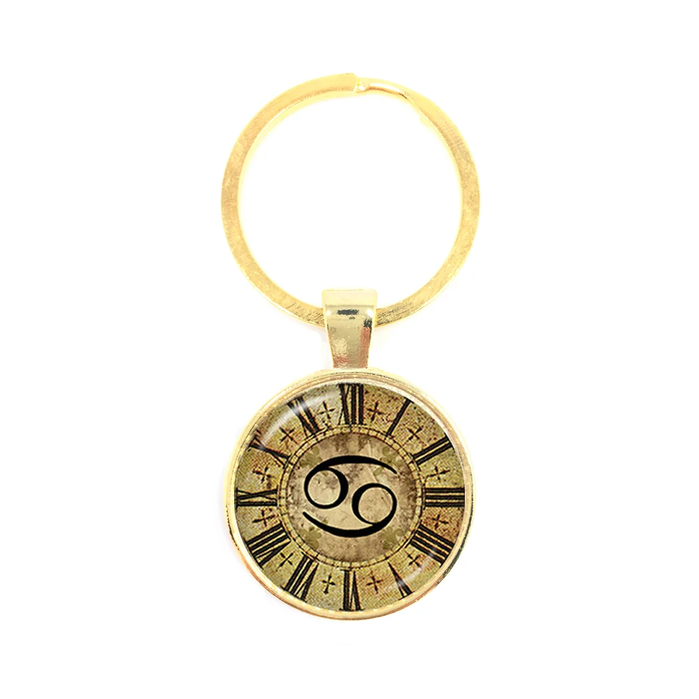 

12 Zodiac Cancer Glass Cabochon Constellation Glass Dome Jewelry Keychain Birthday, Star Sign, Horoscope Gift