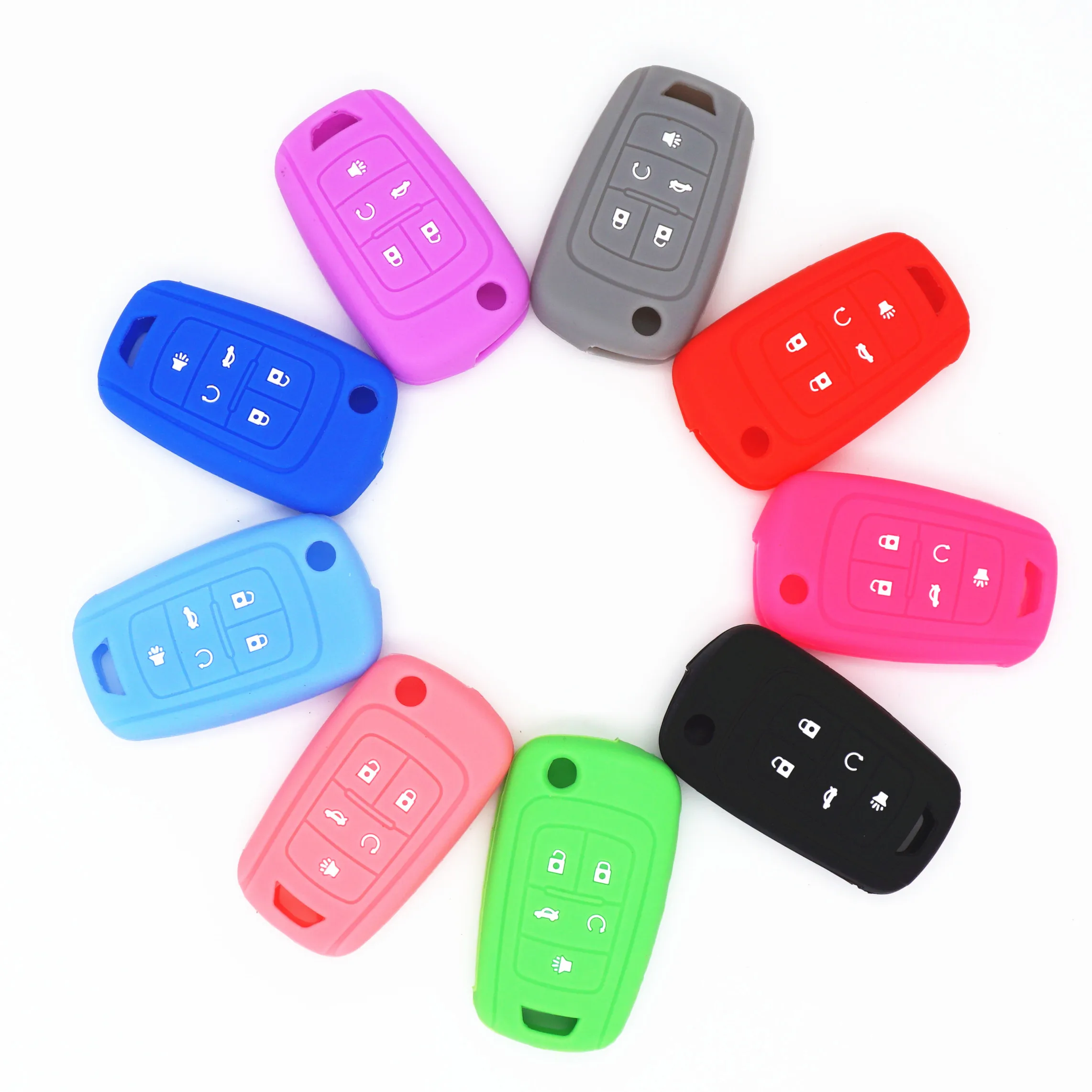 5 Button Leather Key Cover Smart Case Remote fob for Chevrolet Camaro Cruze