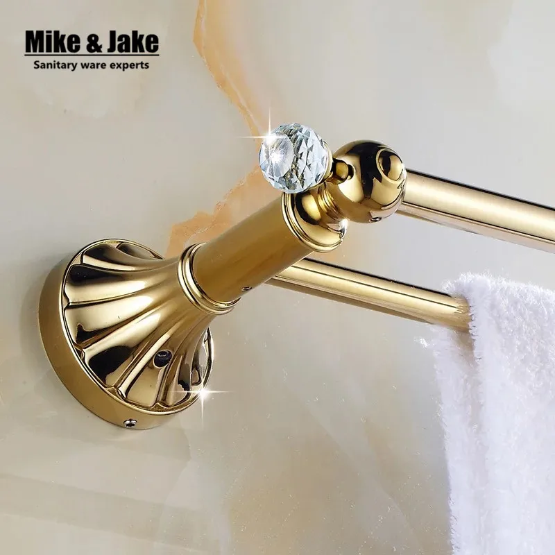 Buy Golden crystal double Towel Bar,Towel Holder,Gold