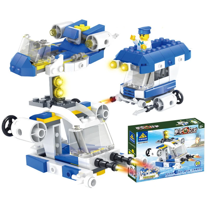 

KAZI Military Soldier Assault Craft Assembly Blocks My World Series Variable Shape Particles Educational Toys kids Gifts 88021