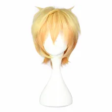 MCOSER 30 см желтый смешанный цвет синтетический короткий Косплей парик Высокая температура волокна волос WIG-578A
