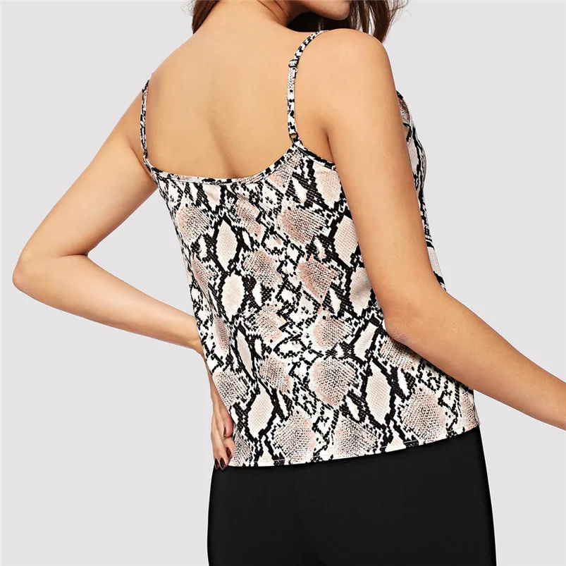 Fashion Women summer 2019 Sexy V-Neck Snake Skin Print Casual Straps Crop Sling Camis Top ropa femenina F20 (4)