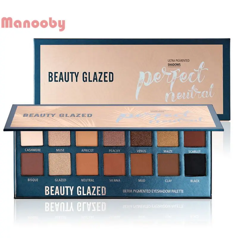

Manooby Glazed 14 Color Makeup Eyeshadow Palette Shimmer Matte Pigmented Smokey Eye Shadow Pallete Longlasting Natural Cosmetics