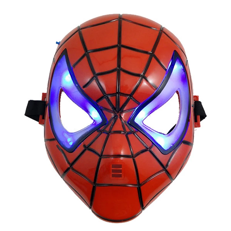 Потрясающее детское снаряжение для косплея Человека-паука, реквизит, светящаяся маска, перчатки, блестящие вечерние принадлежности для детей, подарок