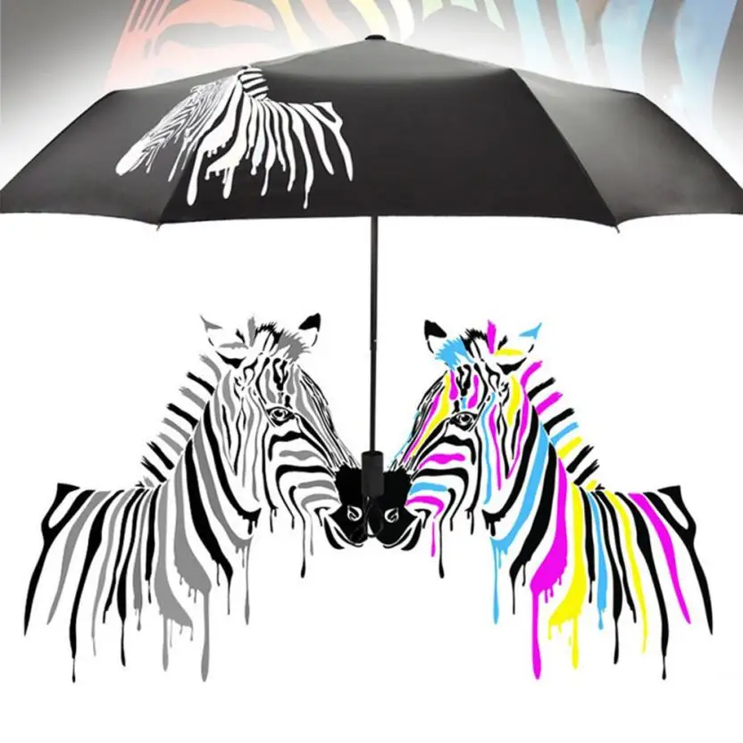 

OCARDIAN Color Changing Folding Portable Umbrella Sunshade Zebra Parasol Rain Shade Anti-UV drop shipping B8 30+