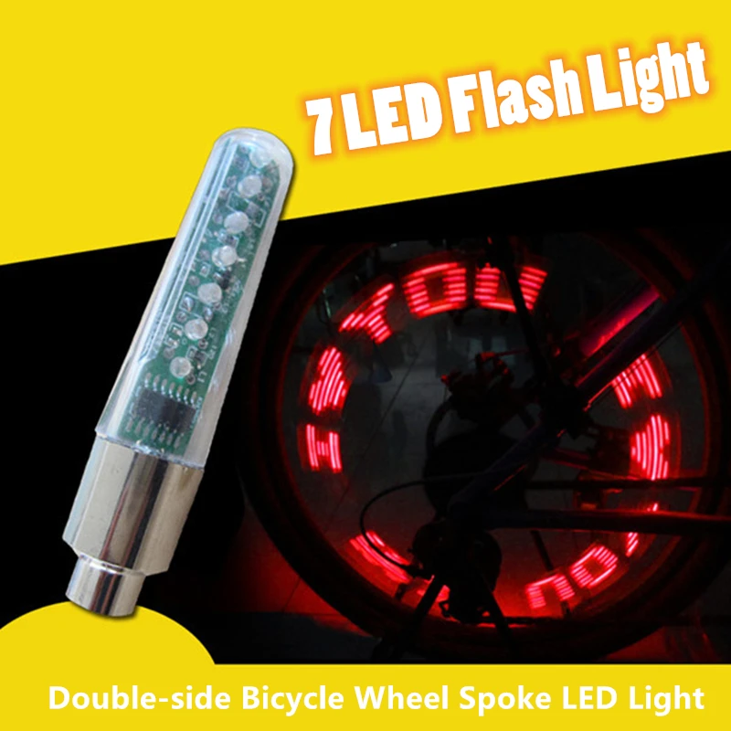 

Bicycle Wheel Spoke LED Light Lamp Cycle Tyre Tire Wheel Valve 7 LED Flash Light with Super Bright Bike Letter LED Drop Shipping