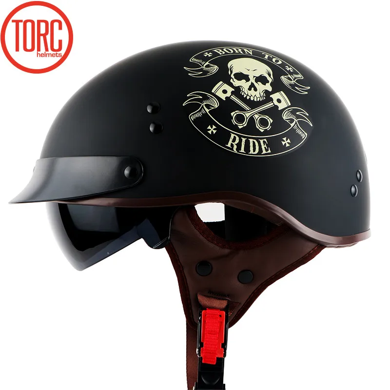 Torc t55-レトロなオートバイのヘルメット,レンズとバイザーが統合されたハーフヘルメット,オートバイ用,ヴィンテージ - AliExpress